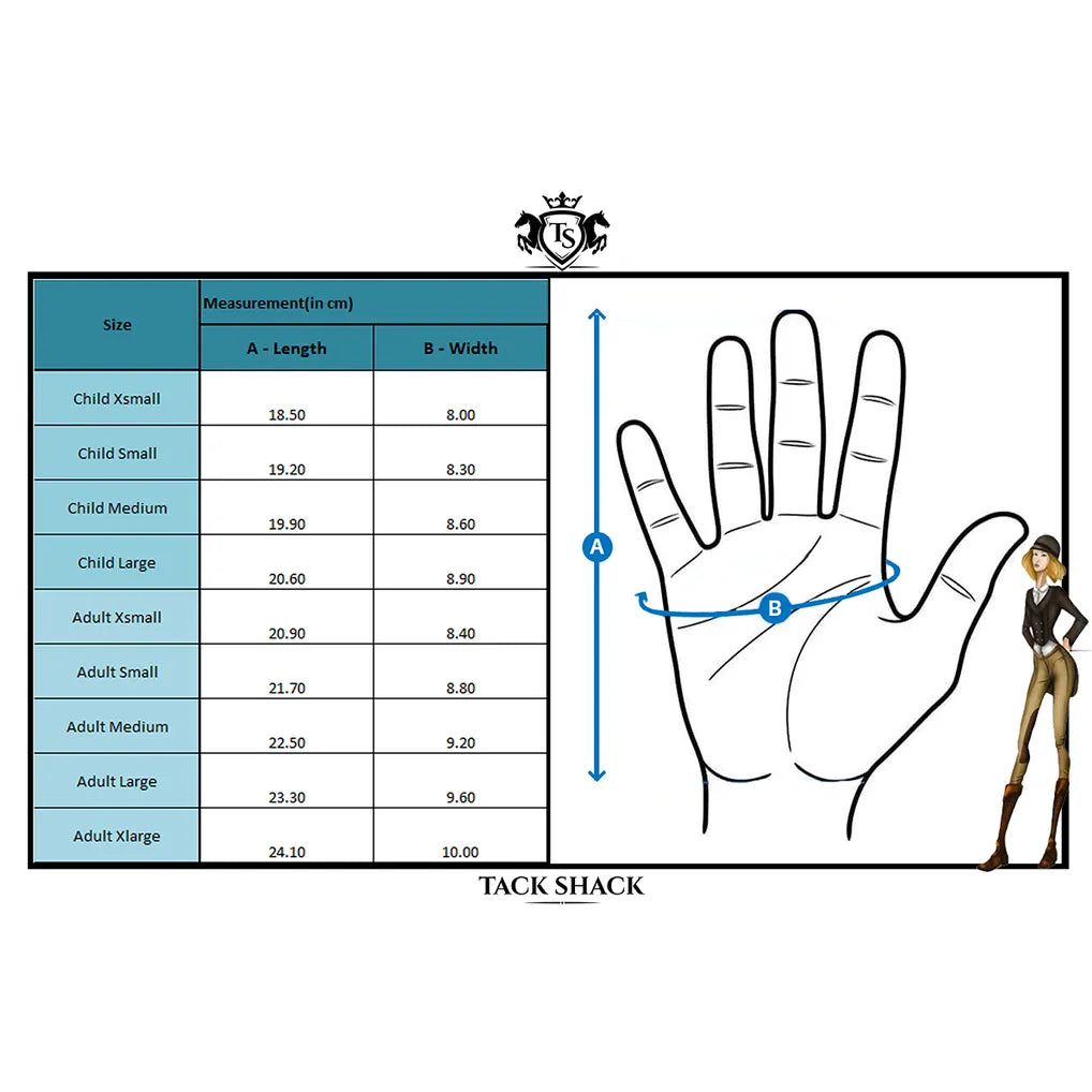 Equileisure Digital Performance Gloves Size Chart by Eque Vogue